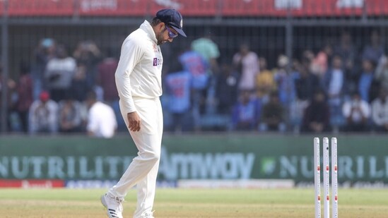 Rohit Sharma leaves the pitch after Australia won the third Test against India in Indore(AP)