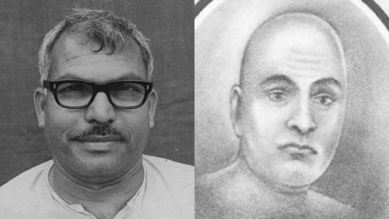 Karpoori Thakur (L) and Swami Sahajanand Saraswati. (HT Archive/Wikimedia Commons)