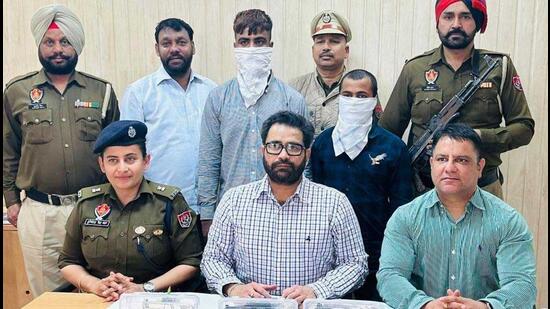 The accused in police custody in Ludhiana on Friday. (HT photo)