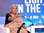 Union Finance Minister Nirmala Sitharaman speaks at the Raisina Dialogue 2023, in New Delhi on Saturday. (ANI Photo) Union Finance Minister Nirmala Sitharaman speaks at the Raisina Dialogue 2023, in New Delhi on Saturday. (ANI Photo)