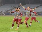 ATK Mohun Bagan's Hugo Boumous celebrates a goal against Odisha FC