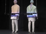 The image shows the garments that change colour under UV light.