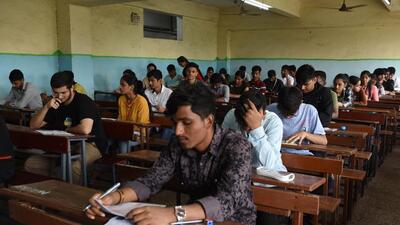 A Chembur-based school with a seating capacity of 250 students was allotted 500 students for the Class 10 examinations. The principal was finally forced to start online classes for the school’s regular students from Classes 1 to 9 and take over a primary section to accommodate all the examinees. A similar situation has been observed in many other Mumbai schools, and teachers’ unions have expressed their displeasure in this regard. (HT PHOTO) A Chembur-based school with a seating capacity of 250 students was allotted 500 students for the Class 10 examinations. The principal was finally forced to start online classes for the school’s regular students from Classes 1 to 9 and take over a primary section to accommodate all the examinees. A similar situation has been observed in many other Mumbai schools, and teachers’ unions have expressed their displeasure in this regard. (HT PHOTO)