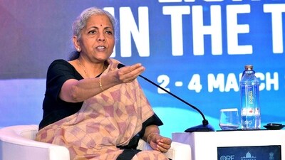 Union Finance Minister Nirmala Sitharaman speaks at the Raisina Dialogue 2023, in New Delhi on Saturday. (ANI Photo) (NSitharaman Office Twitter) Union Finance Minister Nirmala Sitharaman speaks at the Raisina Dialogue 2023, in New Delhi on Saturday. (ANI Photo) (NSitharaman Office Twitter)