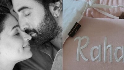 Alia Bhatt and Ranbir Kapoor (left); a picture Alia had shared of Raha Kapoor's bedding set. Alia Bhatt and Ranbir Kapoor (left); a picture Alia had shared of Raha Kapoor's bedding set.