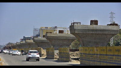 Construction of elevated road project in progress at the Ferozepur road in Ludhiana on Saturday. (Gurpreet Singh/HT photo) Construction of elevated road project in progress at the Ferozepur road in Ludhiana on Saturday. (Gurpreet Singh/HT photo)