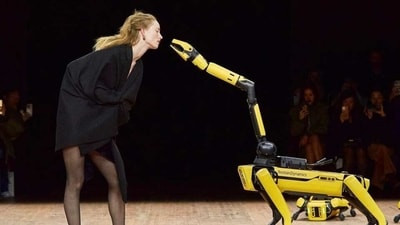 Robot dogs and models take over Paris Fashion Week at Coperni show. (Instagram/@coperni) Robot dogs and models take over Paris Fashion Week at Coperni show. (Instagram/@coperni)