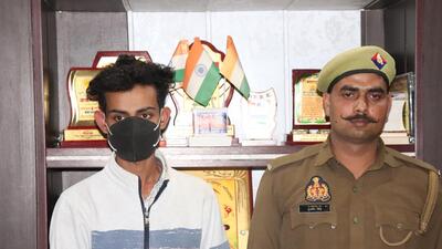 Ghaziabad, India - March 03, 2023: Ghaziabad Madhuban Bapudham police arrested an accused for attempting robbery in a jewelers shop with illegal weapons in Ghaziabad , India on Friday, March 03. 2023. (Photo by Sakib Ali /Hindustan Times) Ghaziabad, India - March 03, 2023: Ghaziabad Madhuban Bapudham police arrested an accused for attempting robbery in a jewelers shop with illegal weapons in Ghaziabad , India on Friday, March 03. 2023. (Photo by Sakib Ali /Hindustan Times)