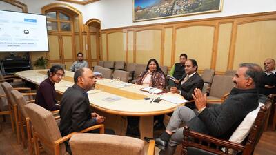 Himachal Pradesh chief minister Sukhvinder Singh Sukhu during a meeting with representatives of ISB in Shimla. (HT Photo) Himachal Pradesh chief minister Sukhvinder Singh Sukhu during a meeting with representatives of ISB in Shimla. (HT Photo)