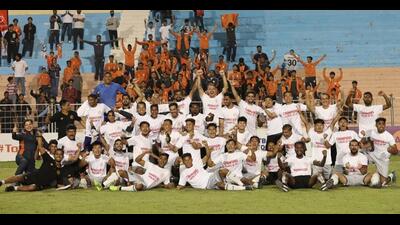 RoundGlass Punjab beat Rajasthan FC 4-0 to clinch the I-League title and gain promotion into the Indian Super League on Saturday. (HT Photo)