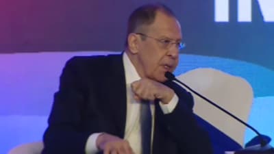 Russian foreign minister Sergey Lavrov at Raisina Dialogue (Twitter Photo) Russian foreign minister Sergey Lavrov at Raisina Dialogue (Twitter Photo)