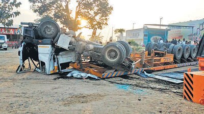 The bus-truck collision site in Ambala in which seven passengers were killed on Friday. (HT File)