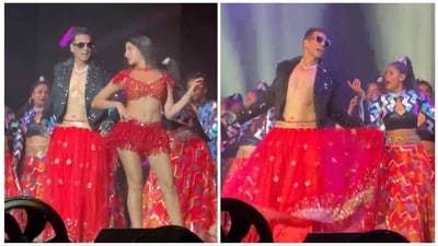 Akshay Kumar and Nora Fatehi during their performance in Atlanta.