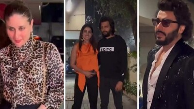 Kareena Kapoor headed out for a party on Friday night. Also spotted were actors Riteish Deshmukh-Genelia D'Souza and Arjun Kapoor.