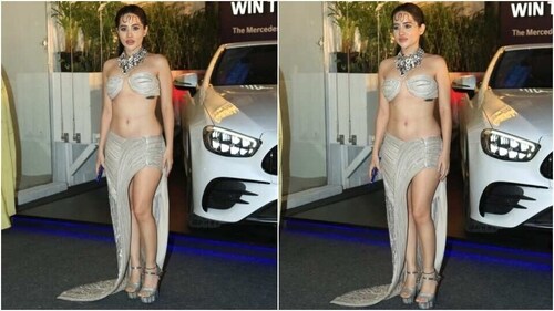 Uorfi Javed wears a coordinated outfit to Gaurav Gupta's store launch. (HT Photo/Varinder Chawla) Uorfi Javed wears a coordinated outfit to Gaurav Gupta's store launch. (HT Photo/Varinder Chawla)