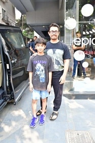 Aamir Khan with Azad Rao Khan on Saturday. (Varinder Chawla)