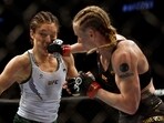Alexa Grasso of Mexico fights Valentina Shevchenko of Kyrgyzstan in the UFC flyweight championship fight during the UFC 285 event at T-Mobile Arena. Alexa Grasso of Mexico fights Valentina Shevchenko of Kyrgyzstan in the UFC flyweight championship fight during the UFC 285 event at T-Mobile Arena.