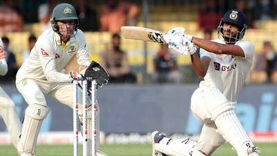Indore, Mar 02 (ANI): India's Axar Patel plays a shot during the second day of the 3rd Test match against Australia, at Holkar Cricket Stadium, in Indore on Thursday. (ANI Photo) (ANI) Indore, Mar 02 (ANI): India's Axar Patel plays a shot during the second day of the 3rd Test match against Australia, at Holkar Cricket Stadium, in Indore on Thursday. (ANI Photo) (ANI)