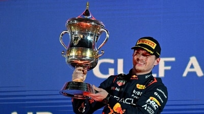 Red Bull Racing's Max Verstappen celebrates with the winner's trophy on the podium after the Bahrain Grand Prix (AFP) Red Bull Racing's Max Verstappen celebrates with the winner's trophy on the podium after the Bahrain Grand Prix (AFP)