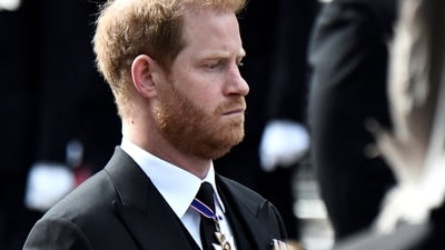 Prince Harry: Britain's Prince Harry follows the coffin of Queen Elizabeth II during her funeral procession. (Reuters)