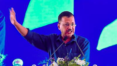 Delhi chief minister Arvind Kejriwal addressed a rally of AAP workers at Jora ground on the outskirts of Chhattisgarh’s capital Raipur on Sunday. (PTI)
