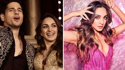 Sidharth Malhotra and Kiara Advani during their wedding celebration (left); Kiara's look from her WPL 2023. Sidharth Malhotra and Kiara Advani during their wedding celebration (left); Kiara's look from her WPL 2023.