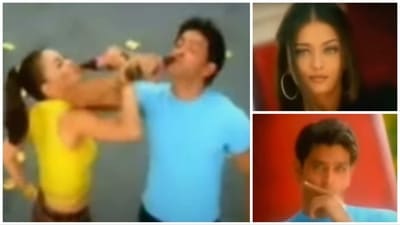 Aishwarya Rai and Hrithik Roshan in stills from old commercial. Aishwarya Rai and Hrithik Roshan in stills from old commercial.