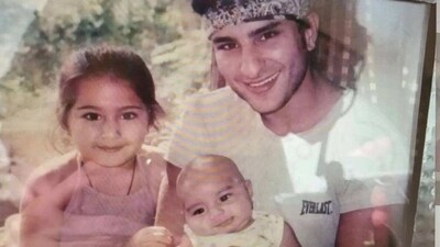 Here's a cute childhood picture of Ibrahim Ali Khan with his sister Sara Ali Khan and father Saif Ali Khan. Here's a cute childhood picture of Ibrahim Ali Khan with his sister Sara Ali Khan and father Saif Ali Khan. 