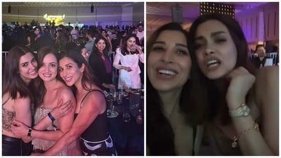 Madhuri Dixit and her husband Dr Shriram Nene were spotted in Dia Mirza and Sophie Choudry's pics and videos. Madhuri Dixit and her husband Dr Shriram Nene were spotted in Dia Mirza and Sophie Choudry's pics and videos.