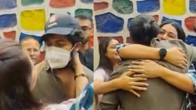 Sheezan Khan meets his sisters after he was released from Thane jail on Sunday. (Viral Bhayani) (Viral Bhayani) Sheezan Khan meets his sisters after he was released from Thane jail on Sunday. (Viral Bhayani) (Viral Bhayani)