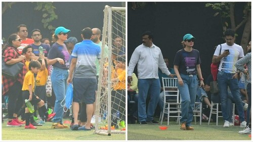 Kareena Kapoor and Taimur at the match. (Varinder Chawla) Kareena Kapoor and Taimur at the match. (Varinder Chawla)