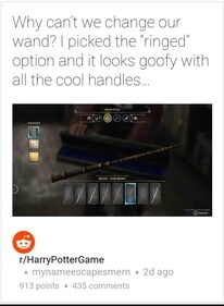 Screenshot of Reddit post of Hogwarts Legacy player 'mynameescapesmern' Screenshot of Reddit post of Hogwarts Legacy player 'mynameescapesmern'