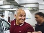 AAP leader Manish Sisodia after being produced in the Rouse Avenue Court in New Delhi on Saturday. (PTI) AAP leader Manish Sisodia after being produced in the Rouse Avenue Court in New Delhi on Saturday. (PTI)