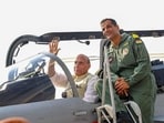 Defence minister Rajnath Singh during the Naval Commanders’ Conference, aboard aircraft carrier INS Vikrant, on Monday. (PTI) Defence minister Rajnath Singh during the Naval Commanders’ Conference, aboard aircraft carrier INS Vikrant, on Monday. (PTI)