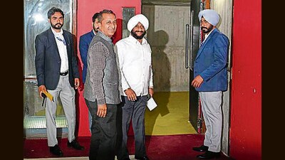 AAP MLA Kulwant Singh along with MLA Vijay Singla on the second day of budget session at the Punjab Vidhan Sabha in Chandigarh on Monday. (Ravi Kumar) AAP MLA Kulwant Singh along with MLA Vijay Singla on the second day of budget session at the Punjab Vidhan Sabha in Chandigarh on Monday. (Ravi Kumar)