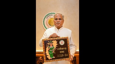 Chhattisgarh chief minister Bhupesh Baghel presented the state’s budget for the financial year 2023-24 in the legislative assembly on Monday. (PTI) Chhattisgarh chief minister Bhupesh Baghel presented the state’s budget for the financial year 2023-24 in the legislative assembly on Monday. (PTI)