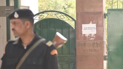 Heavy security has been deployed outside the former chief minister’s home in Patna. (Santosh Kumar) Heavy security has been deployed outside the former chief minister’s home in Patna. (Santosh Kumar)