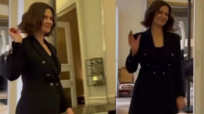 Julia Lemigova gets a new haircut.