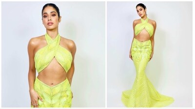 Janhvi Kapoor attended an awards event in a yellow mermaid gown. She posed with her best friend Orry at the event and wrote on Instagram that she was feeling ‘tropical’ in that look. Janhvi Kapoor attended an awards event in a yellow mermaid gown. She posed with her best friend Orry at the event and wrote on Instagram that she was feeling ‘tropical’ in that look. 