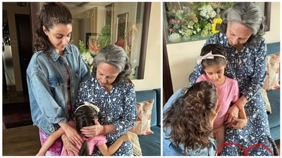 Soha Ali Khan shared a few pictures with mom Sharmila Tagore and daughter Inaaya on Sunday. Soha Ali Khan shared a few pictures with mom Sharmila Tagore and daughter Inaaya on Sunday.