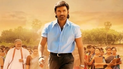Dhanush in a still from Vaathi. Dhanush in a still from Vaathi.