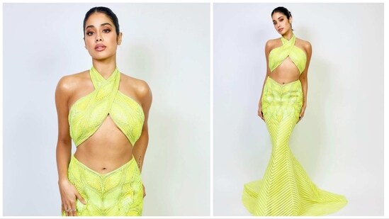 Janhvi Kapoor attended an awards event in a yellow mermaid gown. She posed with her best friend Orry at the event and wrote on Instagram that she was feeling ‘tropical’ in that look.&nbsp;