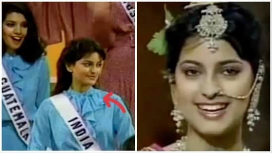 Juhi Chawla during the 1984 Miss Universe pageant.