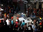 Dhaka Blast: Firefighters and rescue workers are seen on the site of an explosion in a multi storey building in Dhaka, Bangladesh.