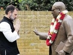 Congress leader Rahul Gandhi pays tribute to the statue of BR Ambedkar at Ambedkar House in London on Sunday, Congress leader Rahul Gandhi pays tribute to the statue of BR Ambedkar at Ambedkar House in London on Sunday,