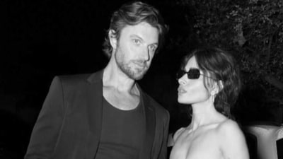 Adam Demos with girlfriend Sarah Shahi. Adam Demos with girlfriend Sarah Shahi.