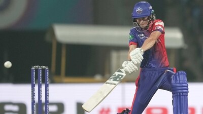 Delhi Capitals Meg Lanning plays a shot against UP Warriorz (PTI)