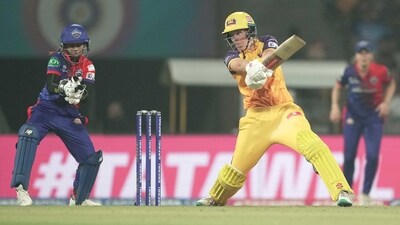 UP Warriorz Tahlia McGrath plays a shot during the 2023 Women's Premier League (WPL) between UP Warriorz and Delhi Capitals at DY Patil Stadium in Navi Mumbai. (PTI)