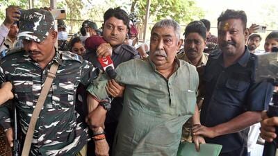 Trinamool Congress (TMC) leader Anubrata Mondal being bought to ESI hospital in Kolkata for a checkup on Tuesday. (ANI Photo) Trinamool Congress (TMC) leader Anubrata Mondal being bought to ESI hospital in Kolkata for a checkup on Tuesday. (ANI Photo)