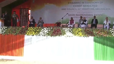 The NPP-led alliance has 45 MLAs including 26 from NPP and two from the BJP. (Twitter/@ANI) The NPP-led alliance has 45 MLAs including 26 from NPP and two from the BJP. (Twitter/@ANI)